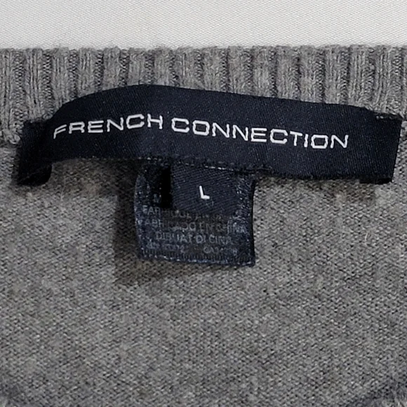 French Connection Womens Size Large Lime Green And Gray Colorblock Sweater - Picture 2 of 9